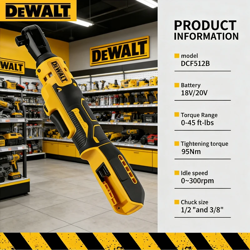 

DEWALT DCF512 20V Бесщеточный угловой гайковерт 1/2 дюйма с LED-дисплеем и регулировкой скорости для авторемонта и строительства