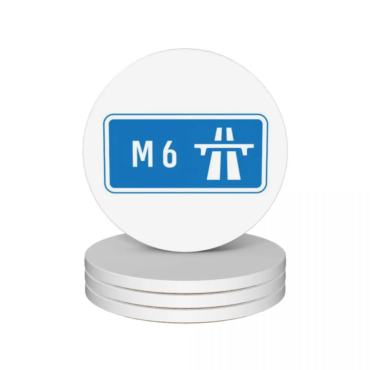 

The M6 UK Motorway Sign - Cumbria Ceramic Coasters (Set of 4) mat for dishes Cup mat Coasters