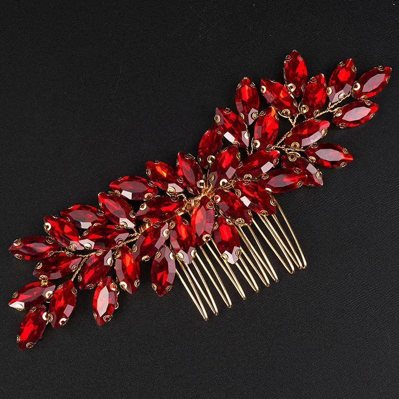 Fashion Rhinestone Hair Comb for Bridal Headpiece 9 Color Wedding Hair Accessories Women Handmade Tiara Headdress Party Headwear