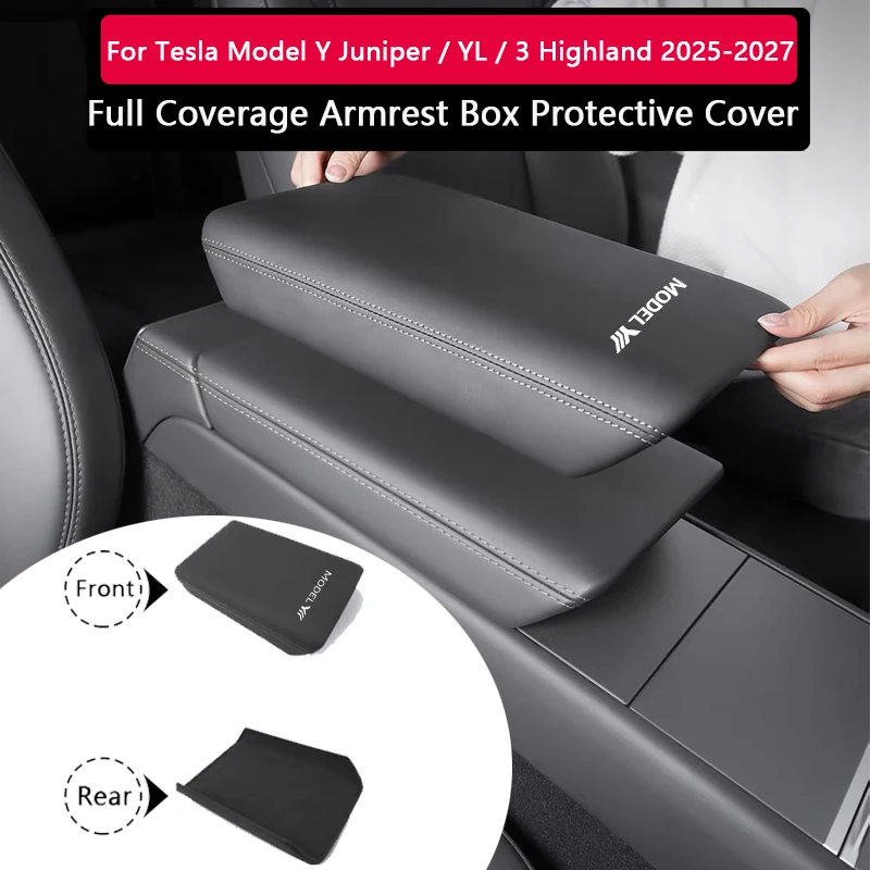 For Tesla Model 3 Model Y Juniper / YL 6-Seater Armrest Box Protector Cover Center Console Armrest Anti-Scratch Car Accessories