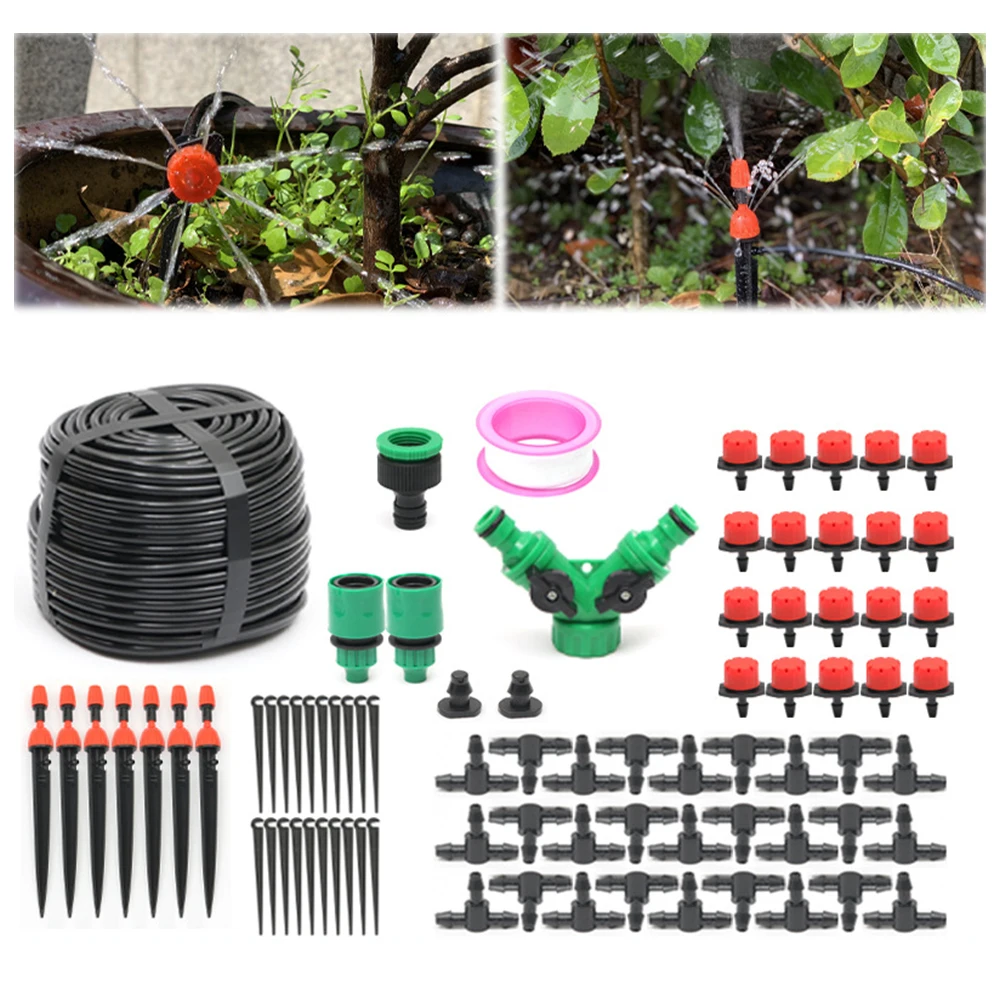 

Drip Irrigation Kit Adjustable Hose Drip Irrigation System Saveing Water Watering Hose Spray Kit for Flower Vegetable Greenhouse