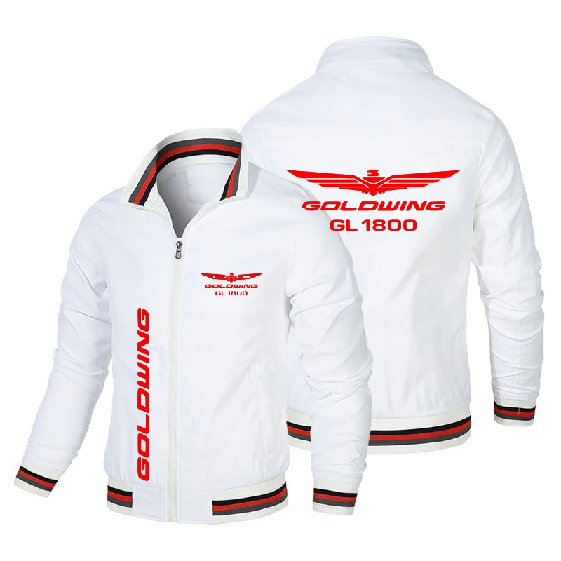 2024 Spring and Autumn New Honda Red Gold Wings GL1800 Biker Jacket Pilot Fashion Windbreaker Trendy Baseball Suit Men\'s Logo