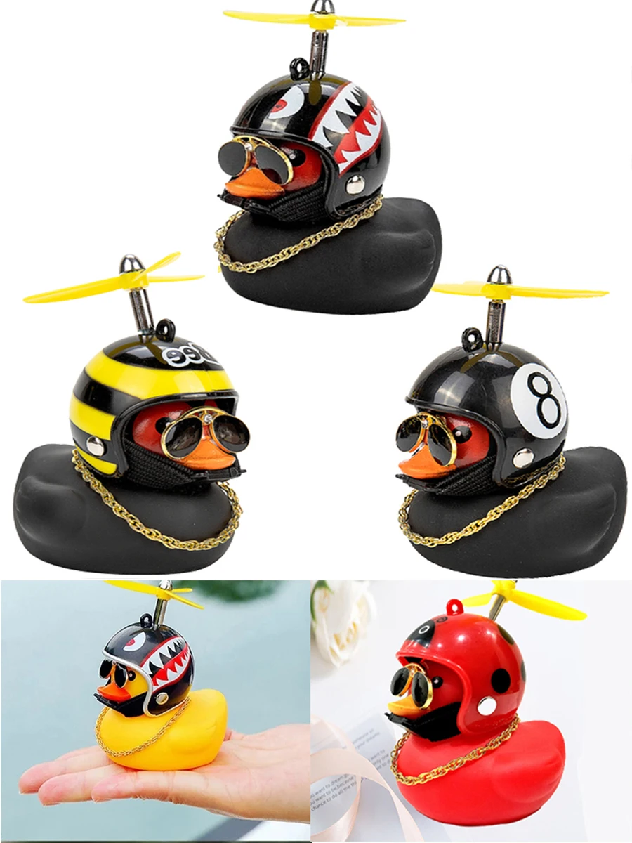 AliExpress NONE Broken Duck Car Decoration Electric Battery Car Decoration Bicycle Car Little Yellow Duck Decoration Car Ornament with Helmet