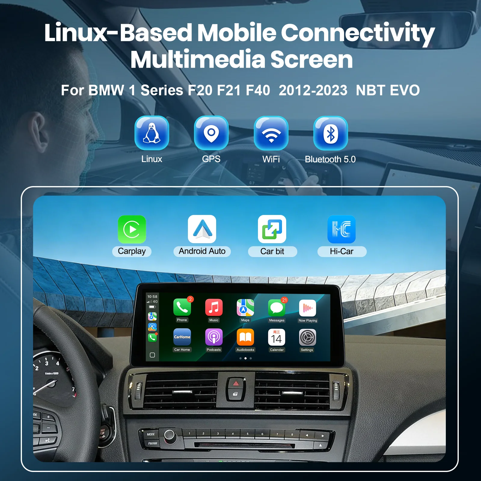 Ezonetronics Linux Screen for BMW 1 Series F20/F21/F40 2012-2023 NBT EVO Car Multimedia Wireless Carplay Android Auto Radio