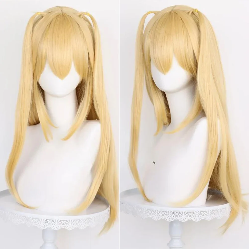 Anime Death Note MisaMisa Cosplay Wig Long Yellow Double Tails Misa Amane Cosplay Heat Resistant Synthetic Hair Wigs Halloween