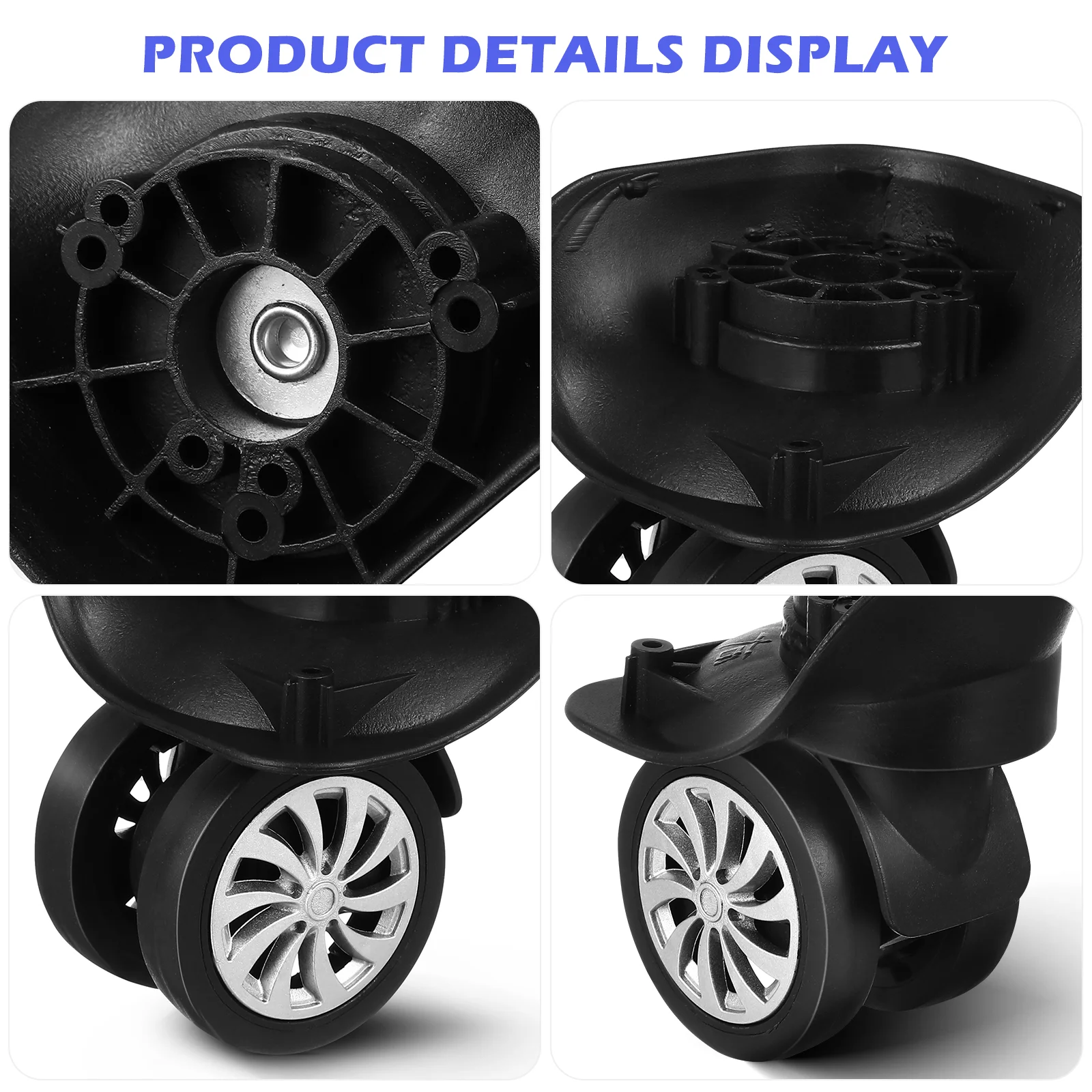 4 Pcs Universal Suitcase Replacement Swivel Caster Plastic Luggage Wheel Spare Wheel for Rolling Suitcase Kit