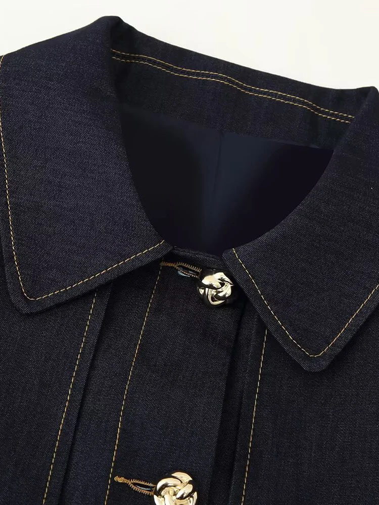 Estilo europeu novas roupas femininas elegantes e versáteis temperamento contraste cor costura jaqueta curta calças retas