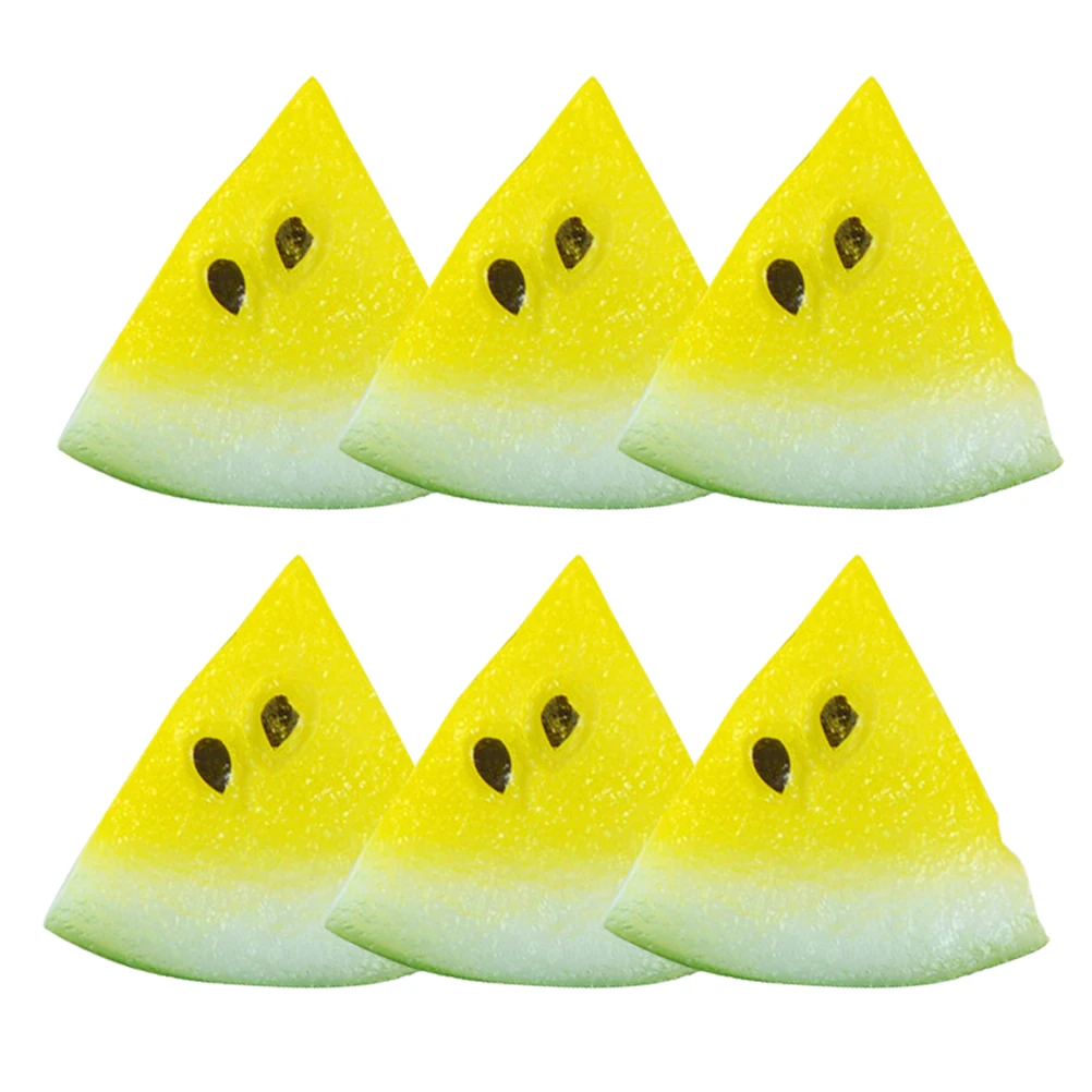

6Pcs Mini Resin Watermelon Slice Bright Colorful Fruit Decoration for Mini House Scene Layout Craft Miniature Fruits