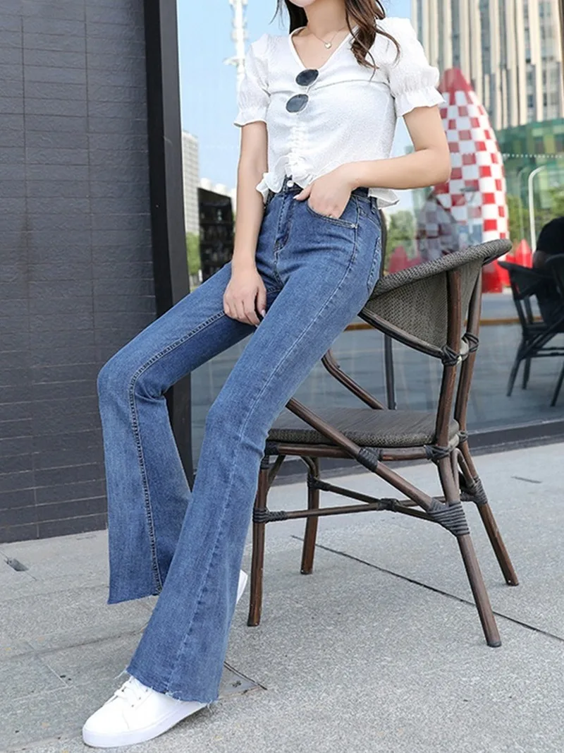 Fashion Spring and Autumn Trousers Flared Jeans High Waist Women Clothing Micro-pants Women Stretch 2023 New Women Pant Are Thin