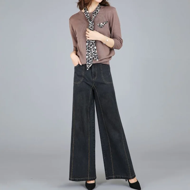 Super Loose Wide Leg Jeans Women High Waist Baggy Trousers Office Lady Fashion Straight Vaqueros Oversize Denim Pants Mother