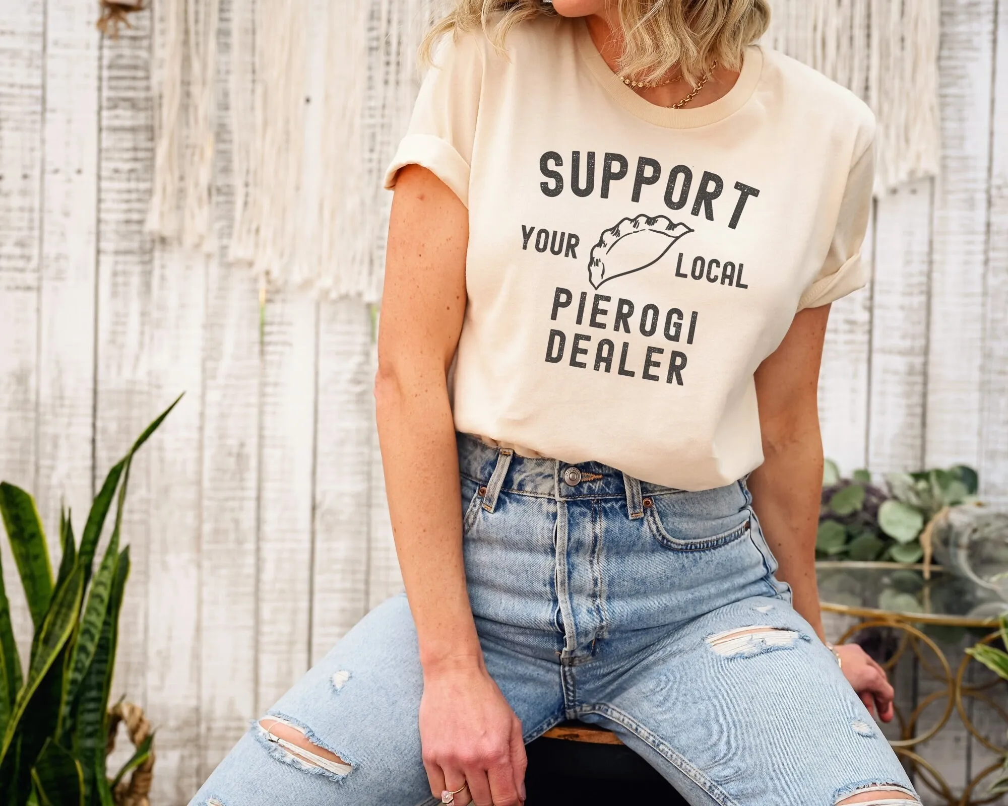 Support Your Local Pierogi Dealer T Shirt Funny Polish Xmas I Love Pierogies Pun Women