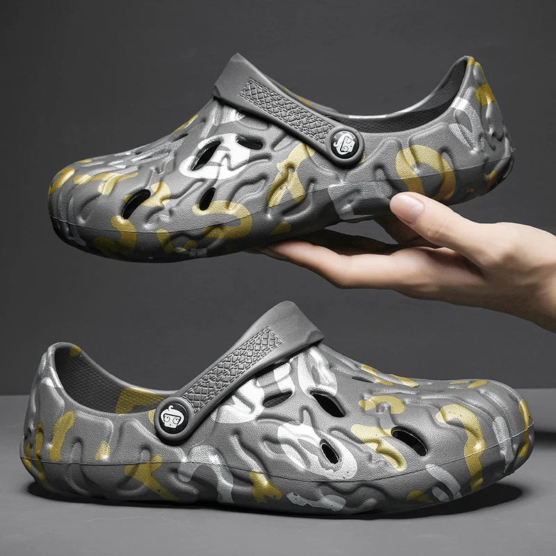 

Мужские летние сабо, сандалии, пляжные тапочки, повседневная обувь, модные роскошные сандалии, удобные мягкие тапочки, домашние уличные сабо, большой размер