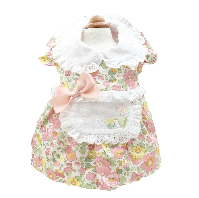 

Cute Floral Dog Dress Maltese Clothes Summer Yorkshire Terrier Clothing Cat Puppy Pomeranian Poodle Bichon Pet Costume Apparel
