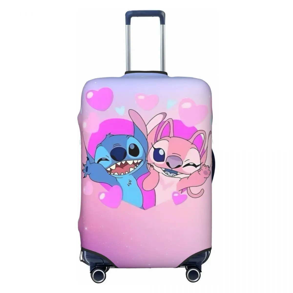 MINISO Stitch Love Heart Suitcase Cover  Cartoon Custom Holiday Strectch Luggage Supplies Cruise Trip Protector