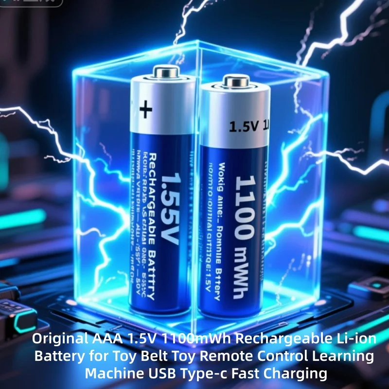 

Original AAA 1.5V 1100mWh Rechargeable Li-ion Battery for Toy Belt Toy Remote Control Learning Machine USB Type-c Fast Charging