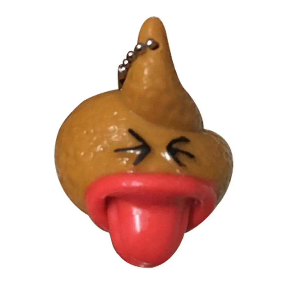 Creative Car Key Ring Tongue Poop Funny Anti Stress Squeezed Toy Prank Gift Key Chain Hanging