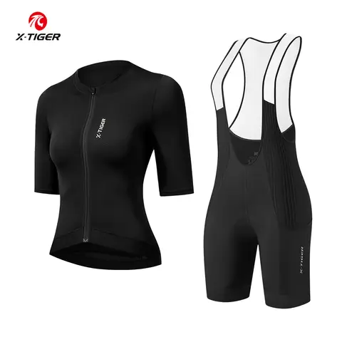 Suit Cycling X-Tiger Women's X-Tiger Cycling Jersey Women's Set Summer Bicycle Cycling Set Road MTB Bike Bib Short Suit Quick-Dry Breathable Cycling Set Pro