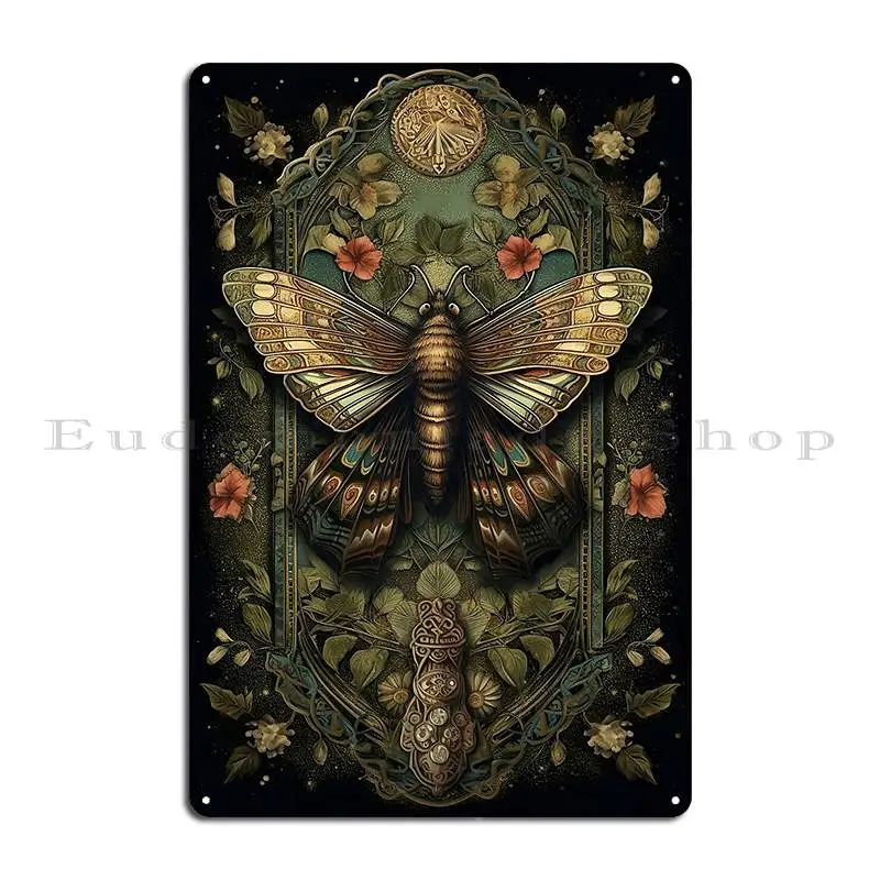 Magical Moth Metal Plaque Poster Wall Plaque Pub Club Character Designing Tin Sign Poster