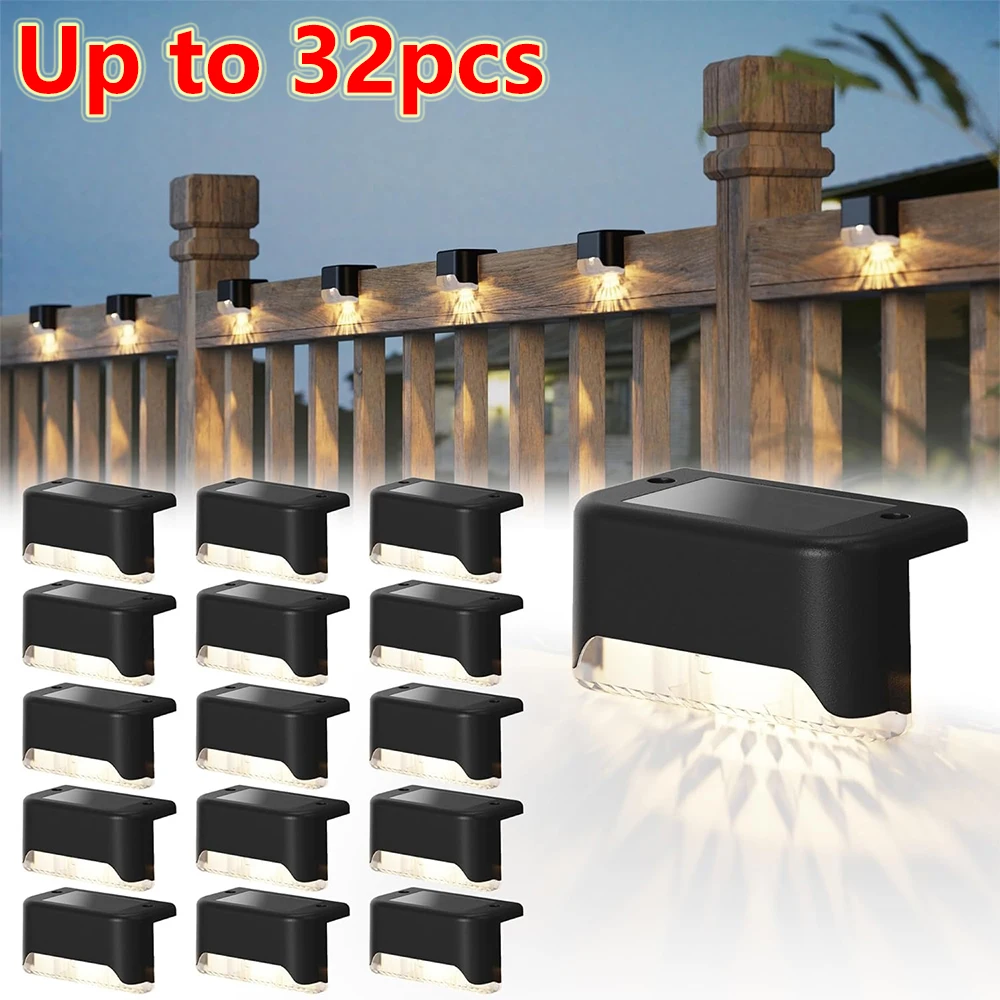 Warm White LED Solar Step Lamp Path Stair Outdoor Garden Lights Waterproof Balcony Light Decoration for Patio Stair Fence Light