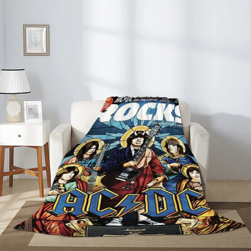 

Knee Blanket Sofa Winter Heavy Metal Music Blankets AC-DC Rock Band Fluffy Soft Blankets & Throws Microfiber Bedding Warm Fleece