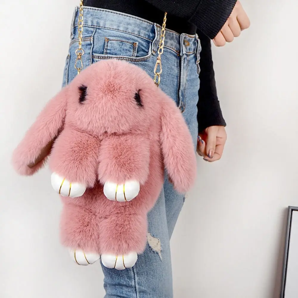 Dead Rabbit Bag Rabbit Bag Diagonal Cross Chain Rabbit Bag Imitation Otter Rabbit Bag Plush Bag One Shoulder Two Shoulder Bag