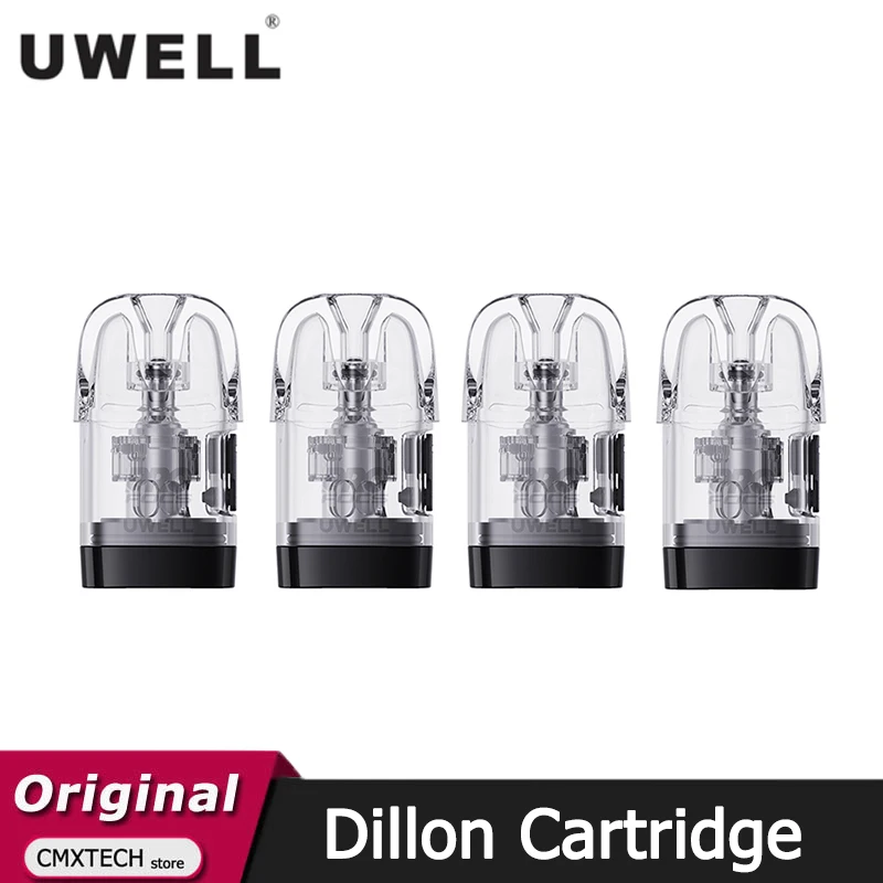 4pcs/box Uwell DILLON Integrated Coil Cartridge 0.6ohm 0.9ohm 2.5ml Capacity Side Refill for E Cigarette Uwell Dillon EM Pod Kit