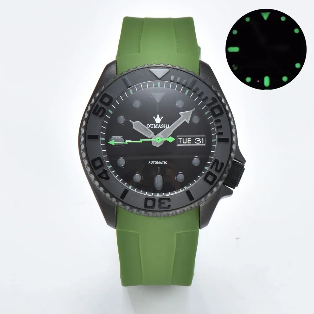 ساعات يد أوتوماتيكية 40.5 ملم skx 007 للرجال مع حزام مطاطي حركة أوتوماتيكية يابانية NH35/NH36/NH70 يمكن تخصيص الشعار
