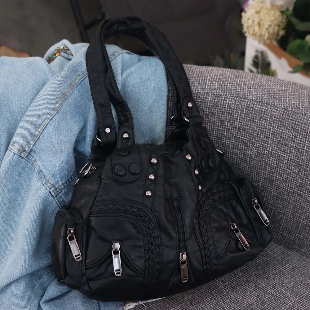 

PU Leather PU Shoulder Bag Retro American Style Large Capacity Underarm Bag French Style Korean Style Versatile Saddle Bag