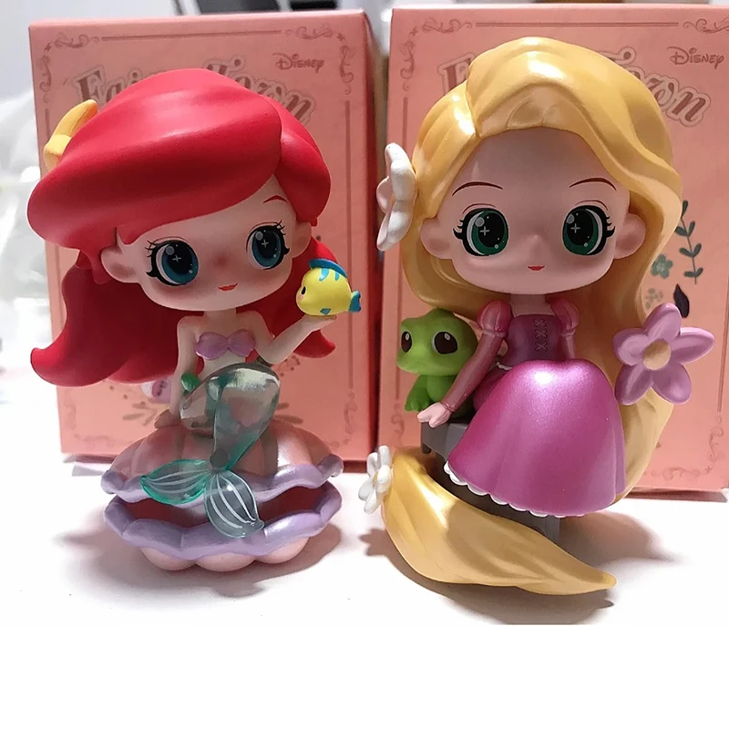 Disney Princess Fairy Town Series Blind Box Cute Snow White Petunia Ariel Mystery Box Decor Mini Princess Toy Girl Surprise Gift