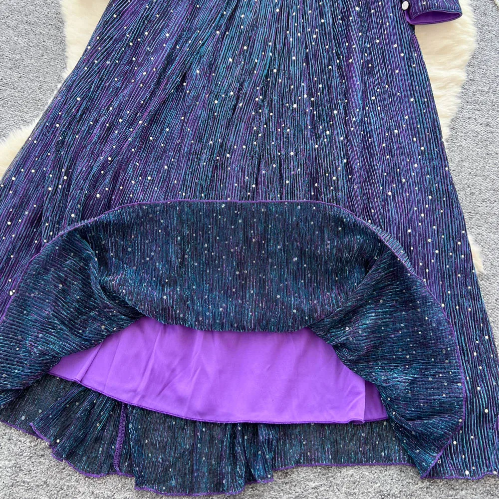 Chic vintage Criss-Cross long sleeve loose Elegant Fairy korean fashion Boho Sundress women clothing Long dress