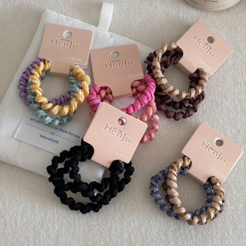 High Elastic Hair Bands No Hair Damage Threaded Fabric Ponytail Rope New Hair Accessories Set