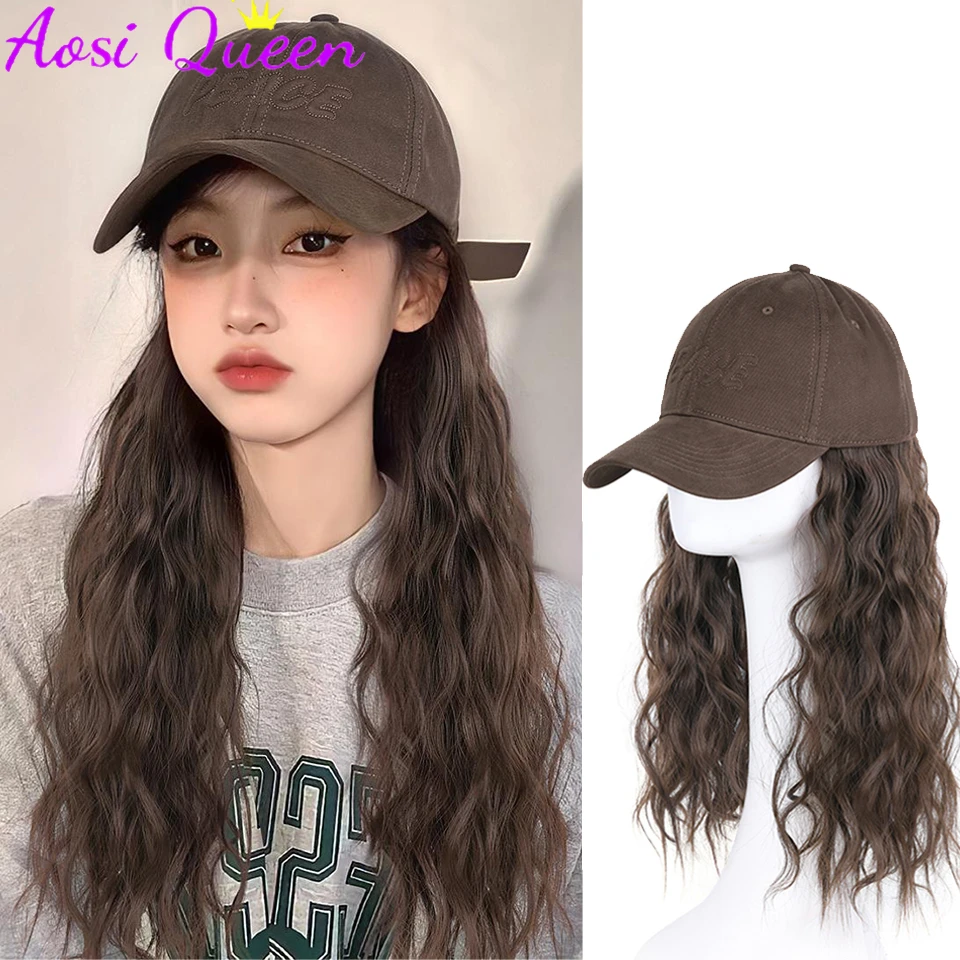 

AOSI Hat Wig Women's Fashion Wool Curly Wig Hat Women's 2023 New Simulation Full Headgear