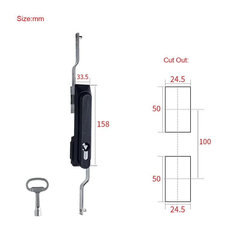 Brand New 2PCS Black Industrial Equipment Cabinet Locks Distribution Box Lock with Rod Switch Electrical Cabinet Door Locks+Keys