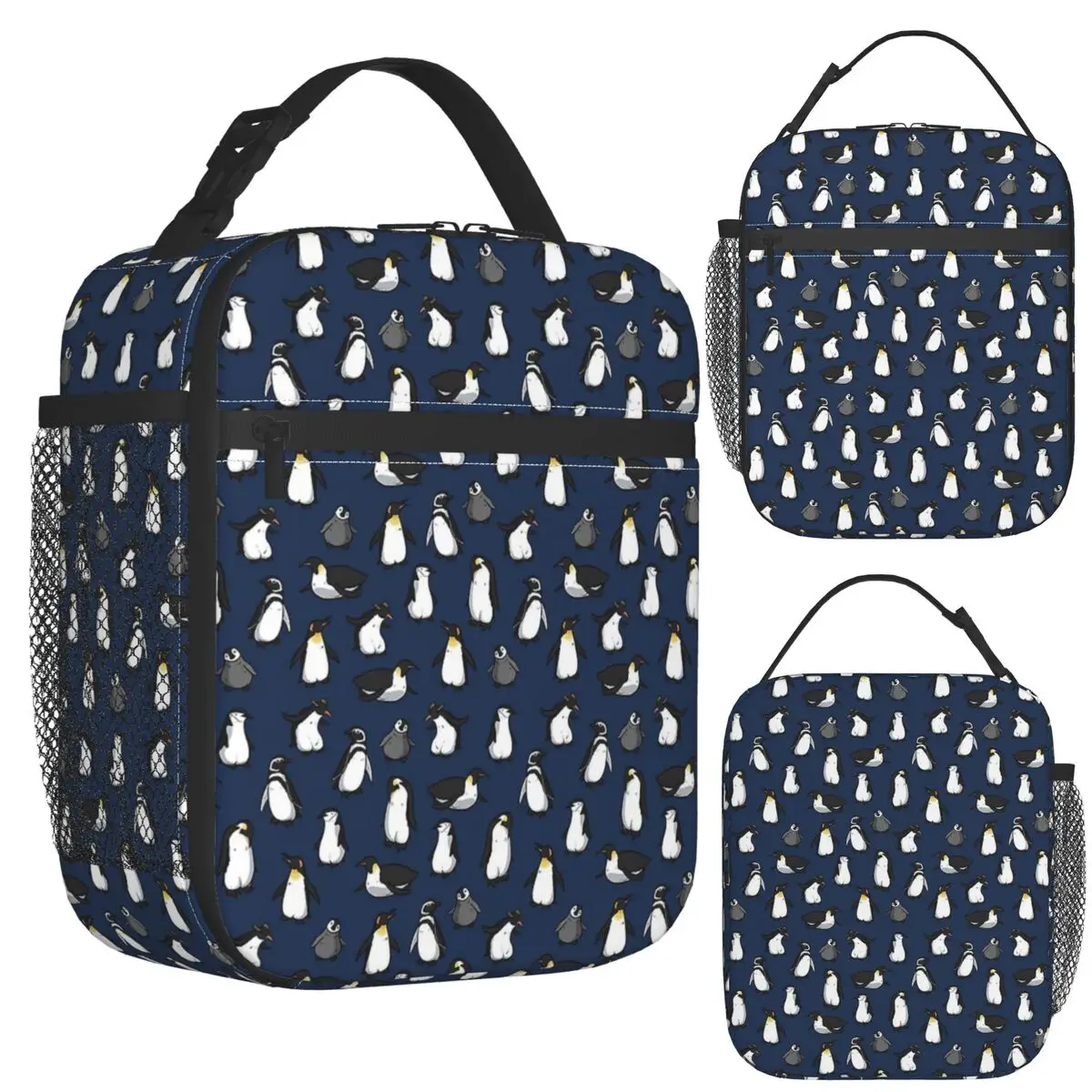 

Cute Penguin Pattern (Dark Blue Variant) Insulated Lunch Bag for Women Picnic Storage Food Boxes Cooler Thermal Lunch Box Tote