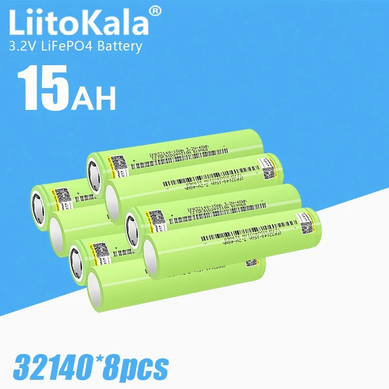 

8pcs 3.2V 15Ah 32140 Lifepo4 battery 5C High power diy 12v 24v 36v 48v Electric bicycle scooter motorcycle EV RV Solar Light