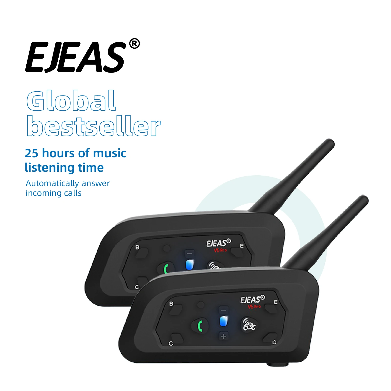 EJEAS V6 Pro + cascos intercomunicadores Full Duplex impermeable Intercomunicador Para Moto Casco intercomunicador bluetooth Casco de motocicleta