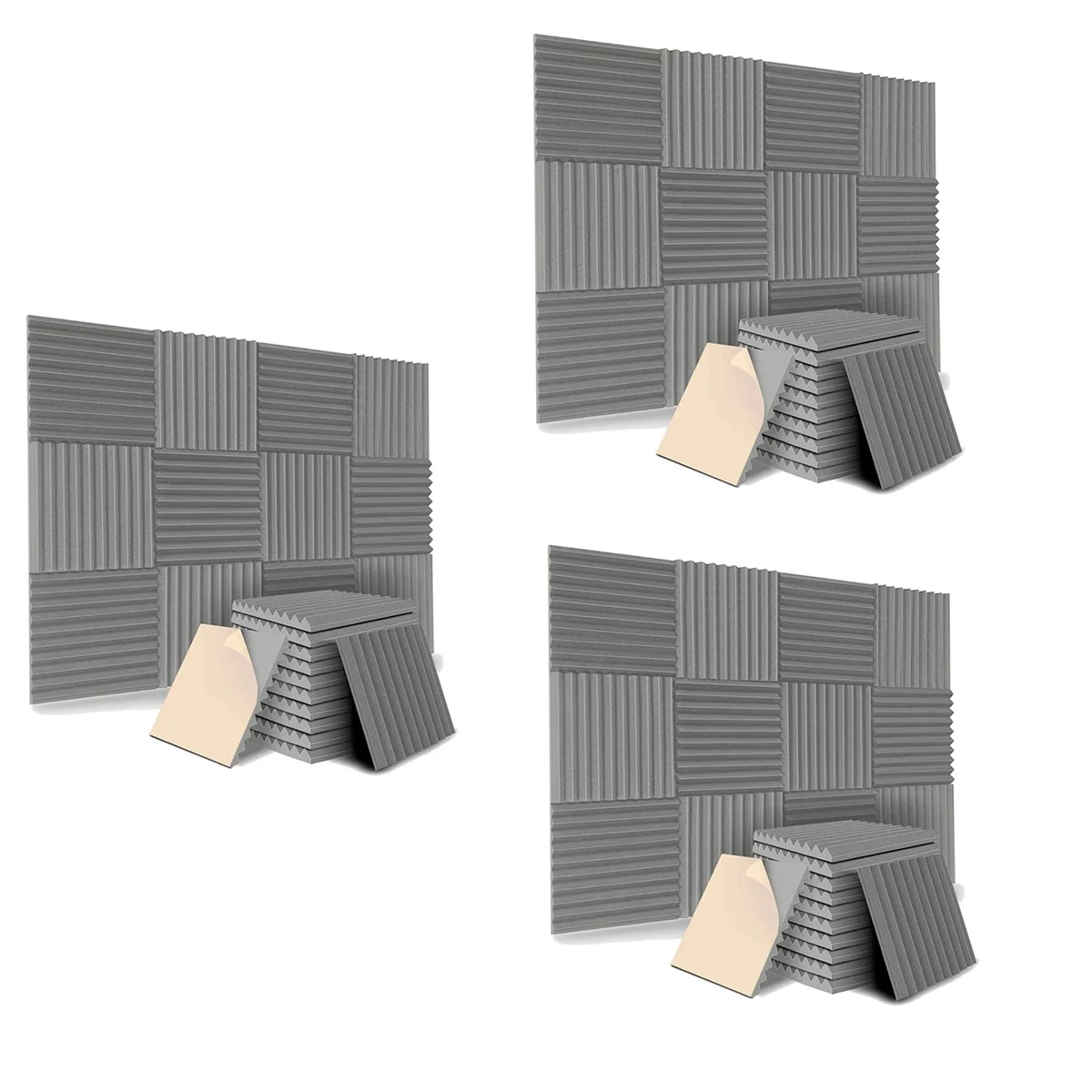 72 Pack Self-Adhesive Acoustic Panels, Sound Proof Foam Panels, High Density Soundproofing Wall Panels for Home (Grey)