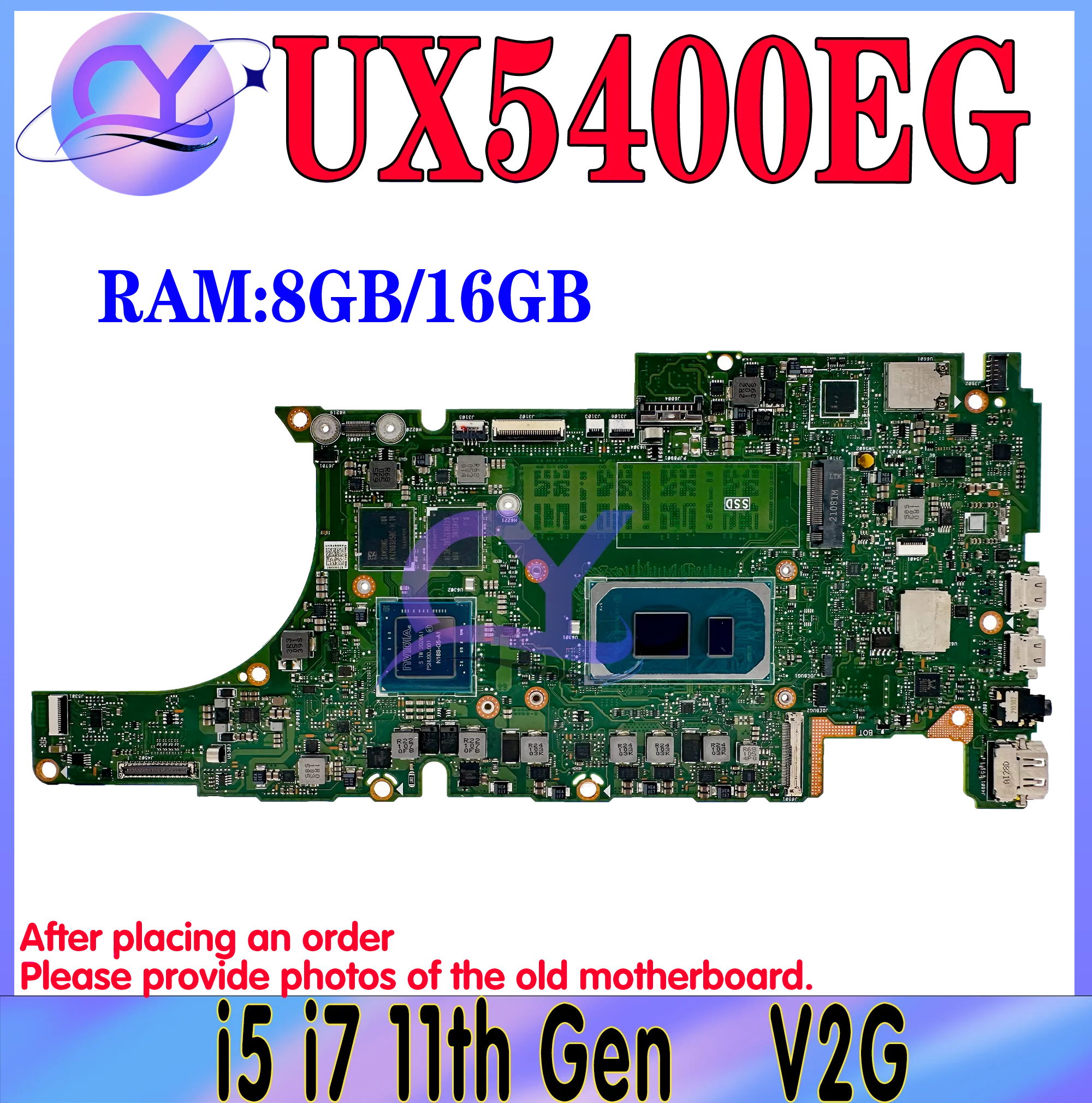 KEFU Mainboard UX5400E For ASUS UX5400EA BX5400EA UX5400EG RX5400EG BX5400EG Laptop Motherboard i5 i7 11th RAM-8GB/16GB UMA/V2G