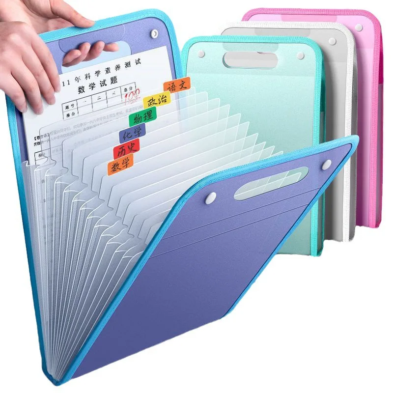 Portable Folder Multi-layer Large Capacity Accordion Bag Test Paper Storage Bag Student Stationery School Office Supplies