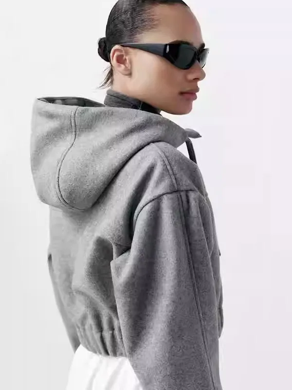 Printemps nouveau Faionable ort sweat à capuche femmes haut qualité tissu Sli trajet Sle coupe ample longue fermeture à glissière Sve