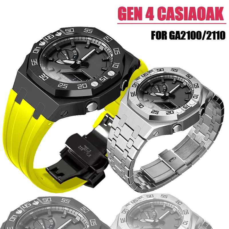 

CasiOak Mod Kit GEN4 GA2100 Metal Bezel for Casio Modification 3rd 4rd Generation Rubber Watch Case Strap for GA2100/2110 Steel