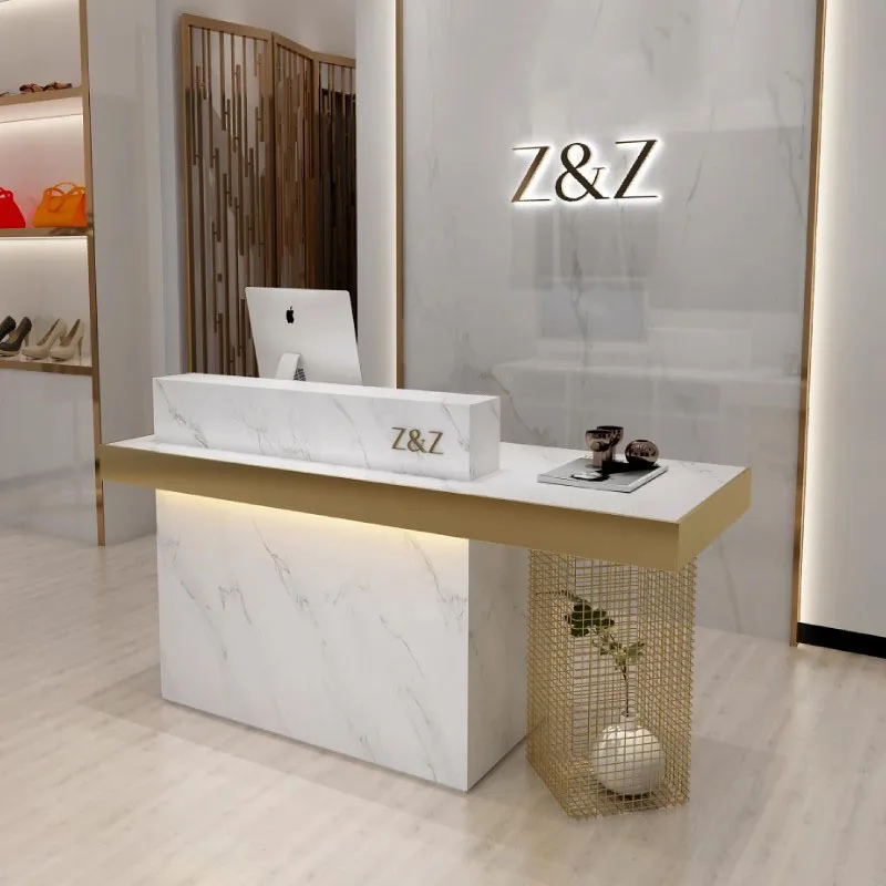 Luxury Designs Reception Desk Modern Office Premium Clinic Commercial Hotel Reception Desk Clinic Meuble Caisse Furniture HDH