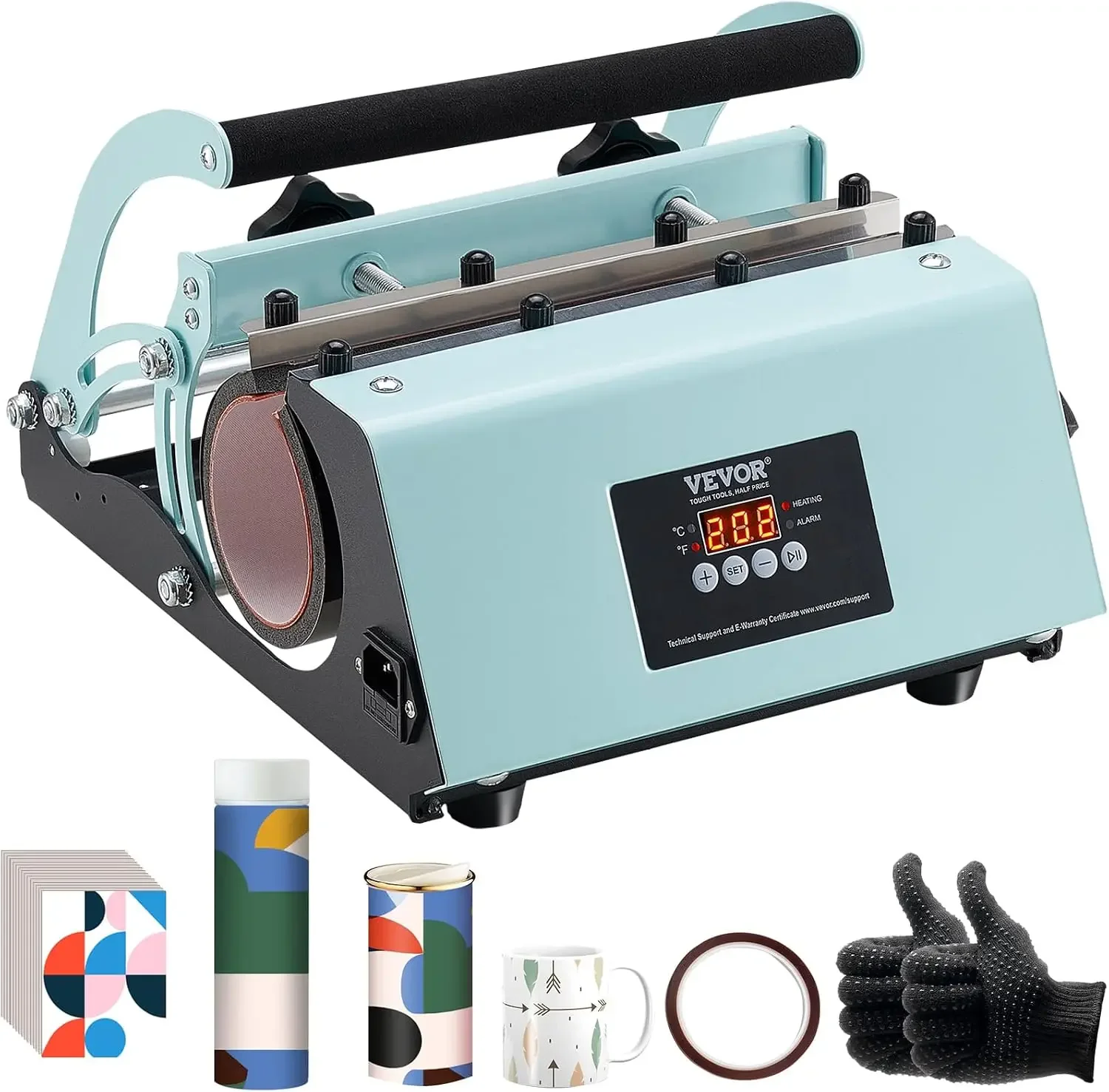 Tumbler Heat Press Machine, 11-30oz Mug Press, Heat Up Fast and Even, Tumbler Press with Sublimation Paper, Tape and Gloves, Tem