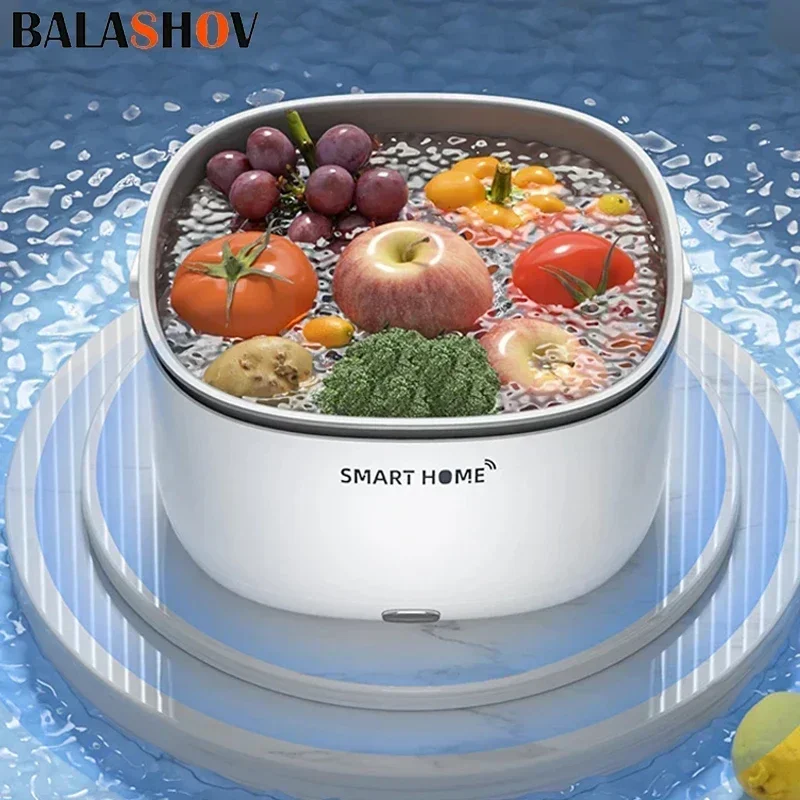 Máquina elétrica de lavar vegetais e frutas, 4l, balde de lavagem ultrassônico de alimentos, grande capacidade, purificação de grãos de alimentos,