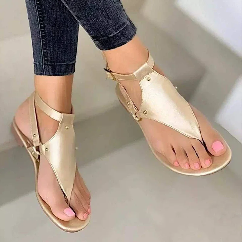 Fashion Women Flat Beach Sandals Lightweight Comfortable Pu Flip Flops Summer Roman Gladiator Casual Sandals Sandalias Mujer New