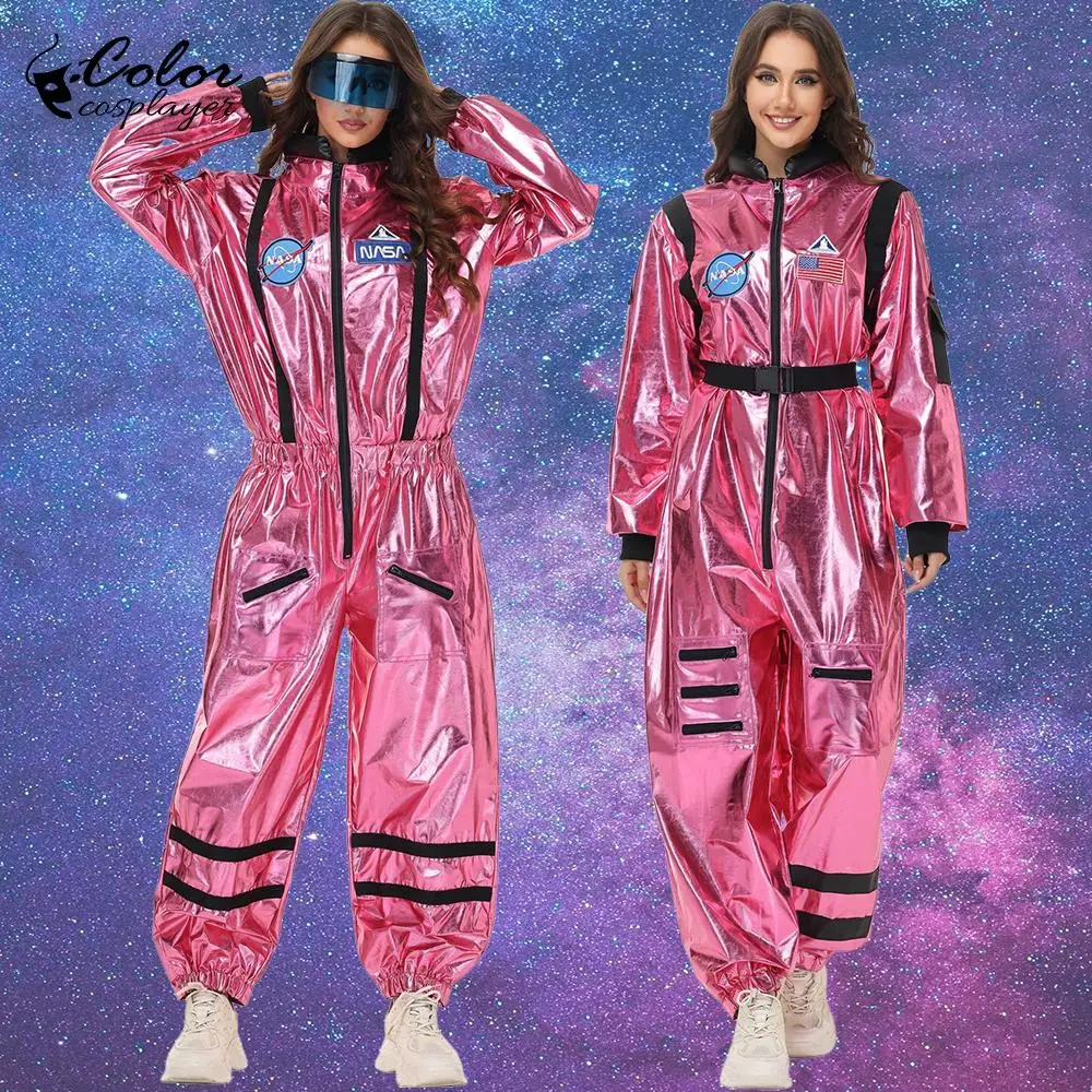 Disfraz de astronauta rosa, mono de Cosplay de Halloween, traje espacial para mujer, mono de cosmonauta divertido, traje de fiesta de Carnaval y Festival