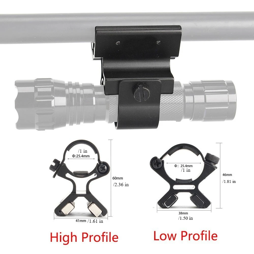 25.4mm/1in Magnetic Flashlight Mount, Quick Release Tactical Torch Holder Bracket For Outdoor Metal Surface Mounting