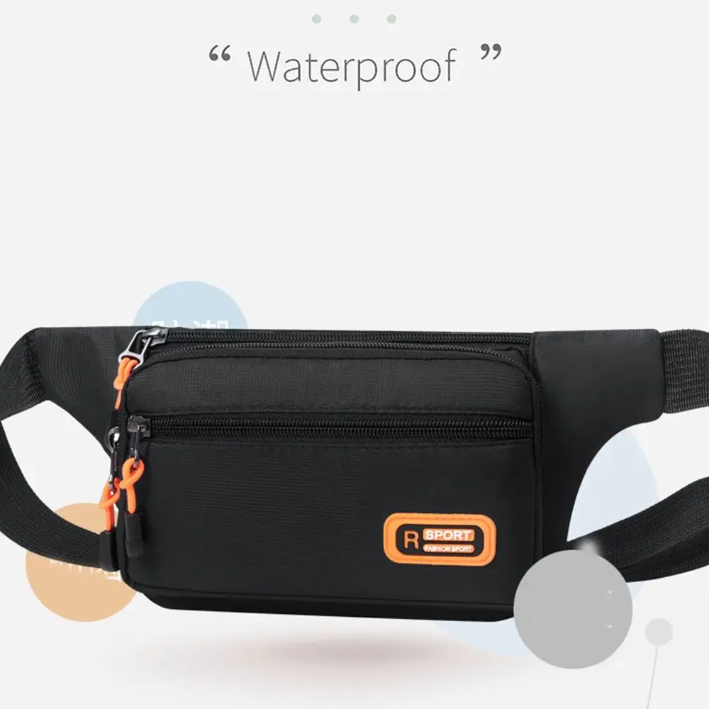 Waterproof Men's Waist Pack Adjustable Strap Nylon Men's Chest Bag Wear resistant Lightweight Sports Cross -body Bag Running