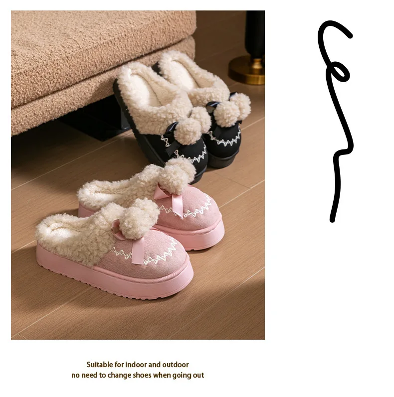 2026 Neue Damen-Plüsch-Winterstiefel - Niedliche Hausschuhe mit Dicker Sohle, Rutschfeste Fleece-Gefütterte Hausschuhe mit Warmem Flauschigem Innenfutter – Detail 22