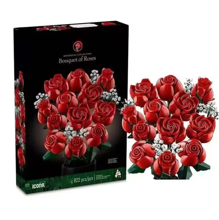 3D Künstliche Blumen Rose Orchidee Topfpflanze DIY Heimdekoration Set Ewige Liebe Blumenstrauß Modell Heimdekor Partygeschenk – Detail 4